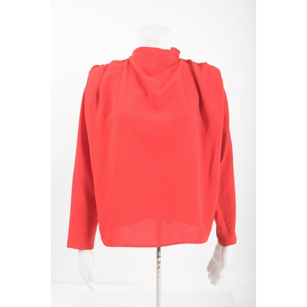 Zara Womans Draped Blouse Shirt Top Size S Red Long Sleeve 9878/162 NWT